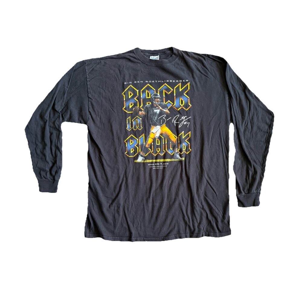 Vintage 2005 Ben Roethlisberger BACK IN BLACK Long Sleeve T-Shirt XXL